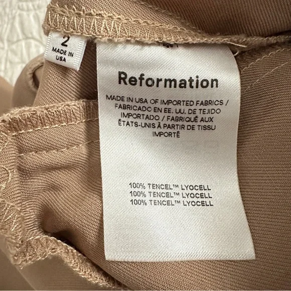 Reformation Mason High-Waist Wide-Leg Trouser Pant Khaki Women’s 2 - Picture 9 of 12